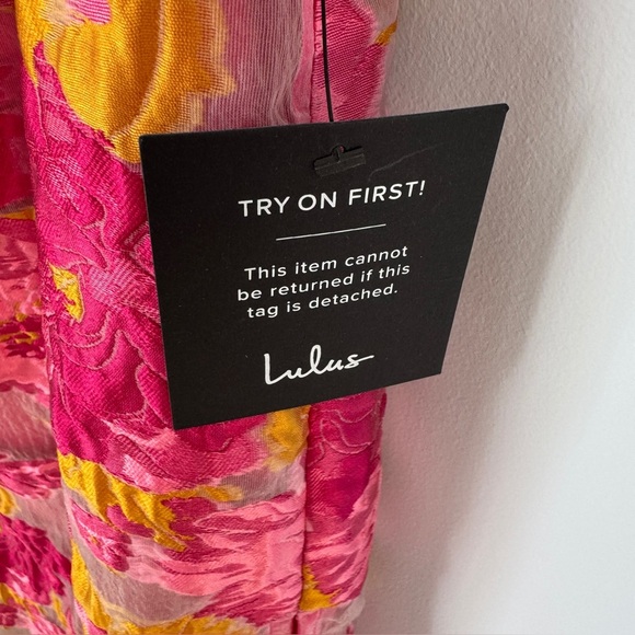 NWT Lulu’s Upgraded Event Pink Jacquard Strapless Bustier Midi Dress Size Medium - Picture 5 of 16